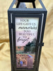 Lantern- Your life gave us memories. battery operated candle inside. 5x15 inches